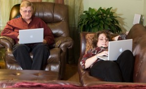 This is what a typical evening of bloging looks like at our house.