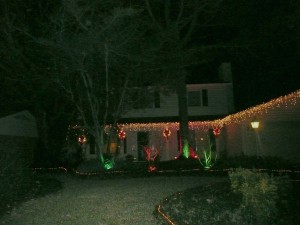 "Our House with the Christmas Lights Up"
